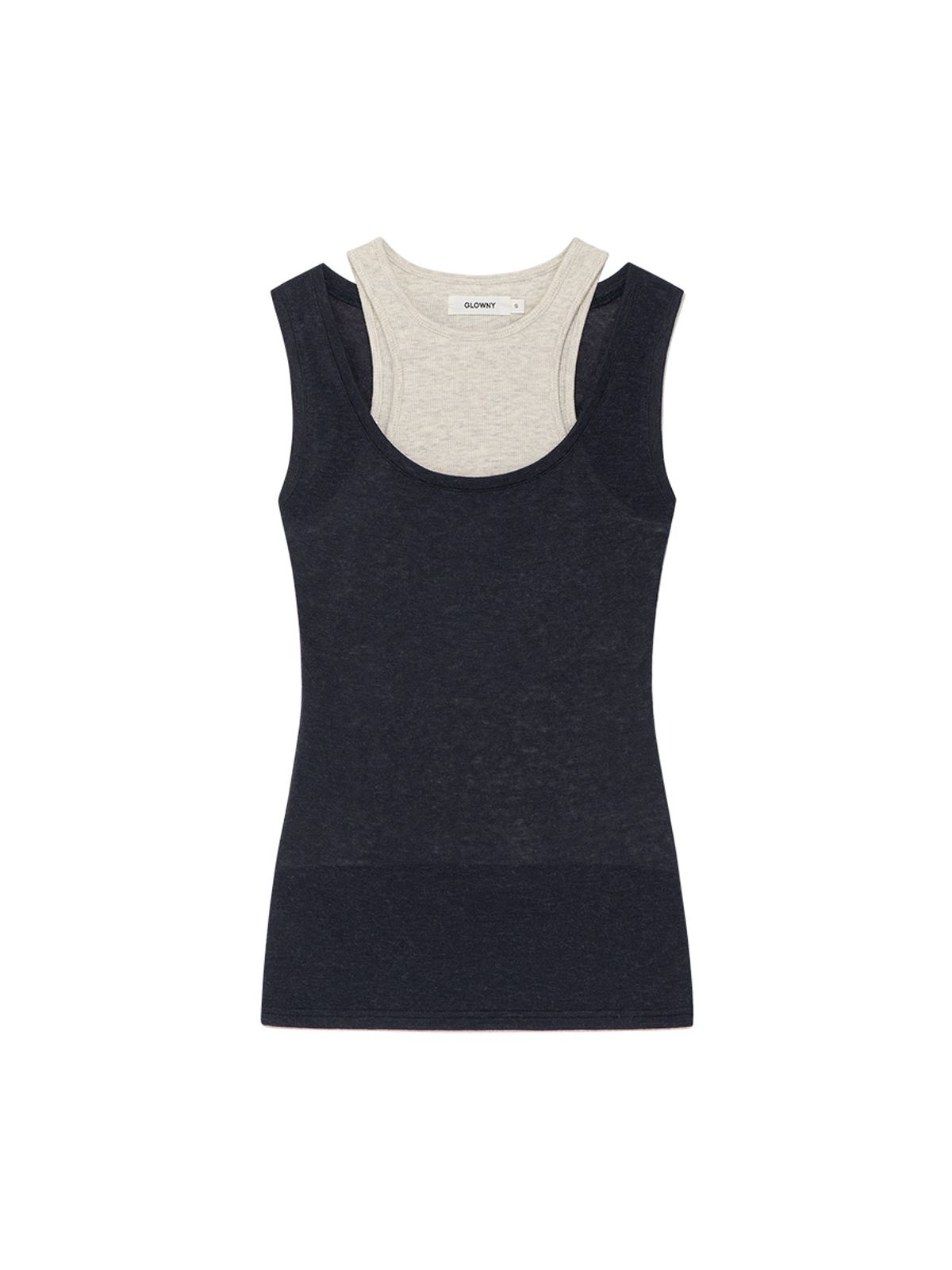 글로니(GLOWNY) SOFT LAYERED SCOOP TOP (NAVY)