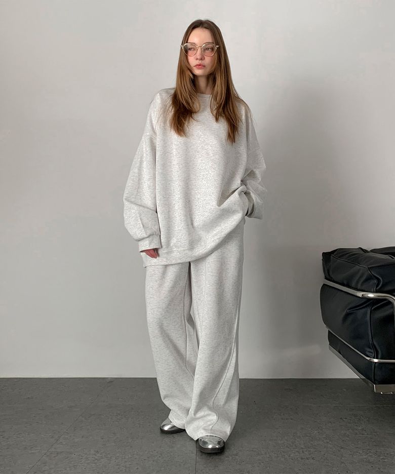 [SET] Basic Round T-Shirt + Wide Banding Pants Set-up (2colors)