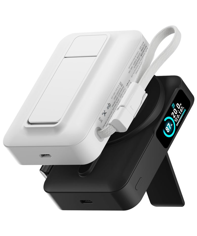 맥세이프 세미솔리드 대용량 보조배터리 오반고 M-파워팩 Qi2 고속충전 10,000mAh LED 액정 스탠드 거치대 기내반입 대용량 보조배터리 충전기(생산물 배상 책임 보험 상품)