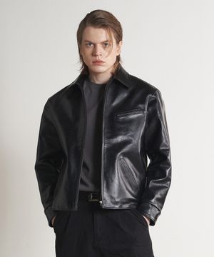 [리얼레더] 클래식 카우 레더 싱글 자켓 (블랙)