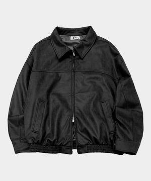 미니멀 스웨이드 스탠다드 투웨이 어센틱 블루종 집업 자켓 [블랙]