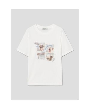 DTP 그래픽 반소매 티셔츠  아이보리