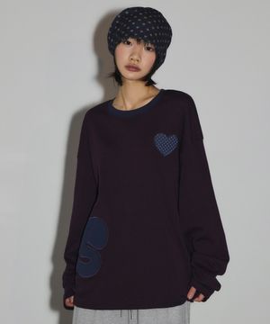 컬러 아플리케 스트라이프 티셔츠[퍼플]