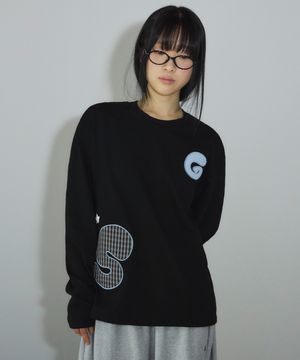 아플리케 포인트 롱 슬리브[블랙]