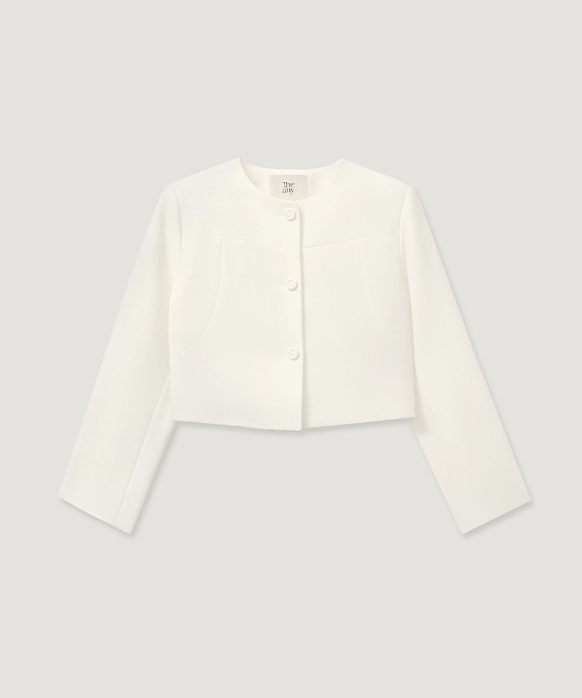 디애니(THE ANY) Double Wrap Button Crop Jacket