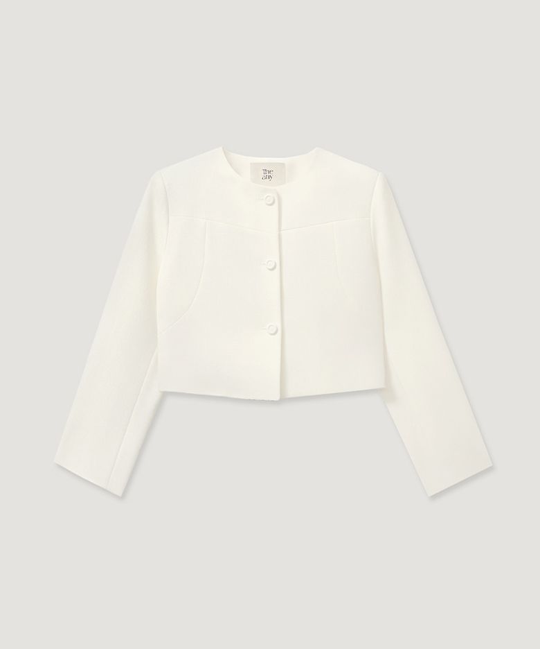 Double Wrap Button Crop Jacket