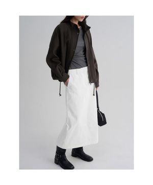 코튼 H라인 롱스커트  화이트
