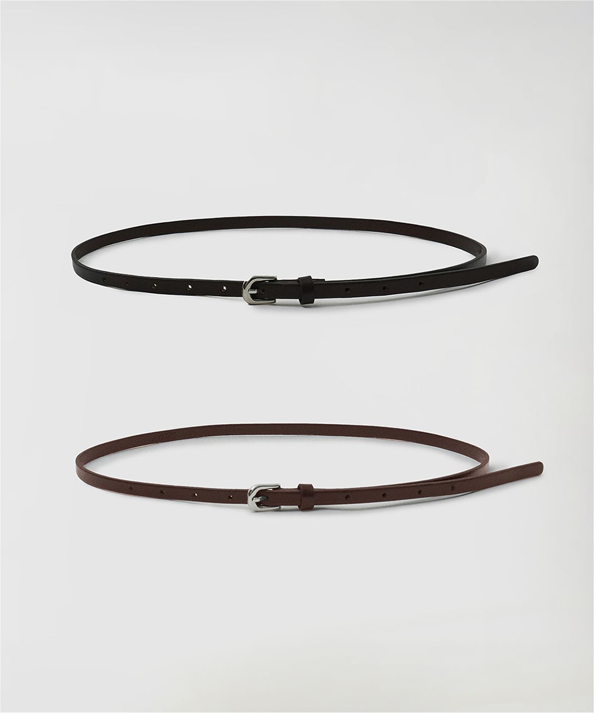 르나브(LENAV) 1cm micro slim cow Leather Belt (2color)