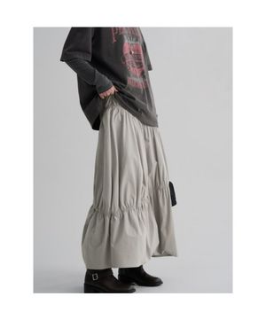 셔링 롱스커트  라이트 그레이