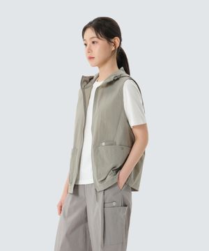 루트 여성 후드 베스트 (S26MWRVE65) Khaki Gray