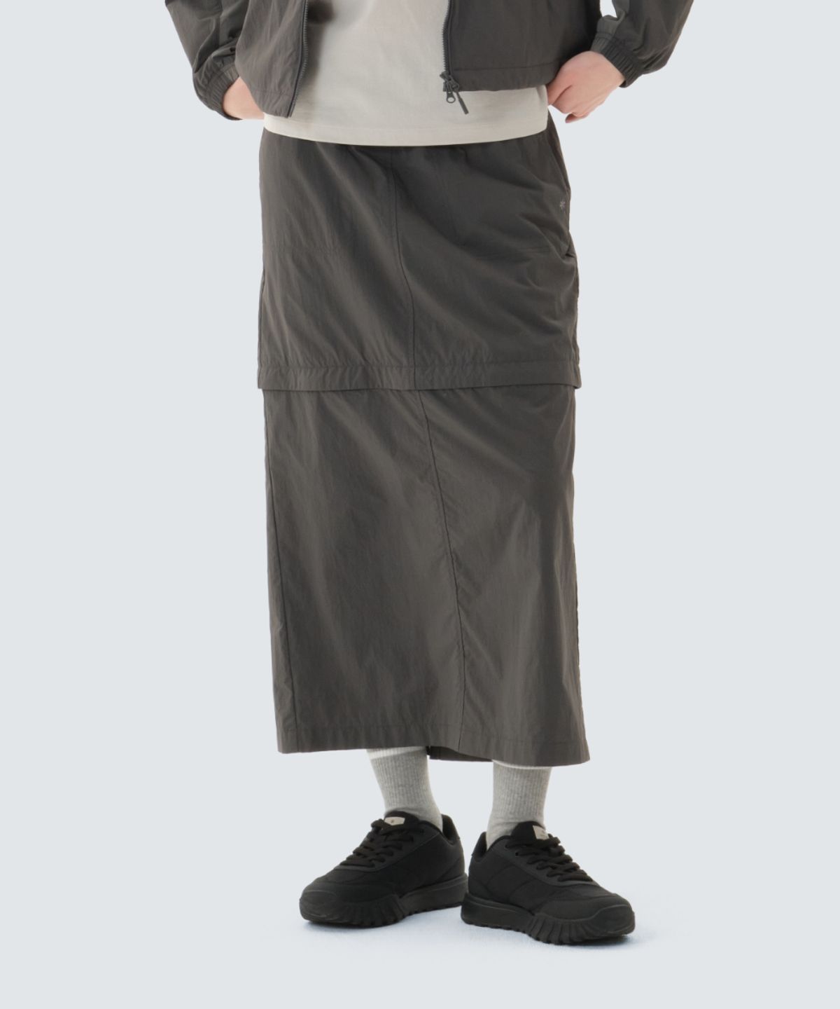 스노우피크 어패럴(SNOWPEAK APPAREL) 경량 타슬란 디테쳐블 스커트 (S26MWLSK55) Rustic Khaki