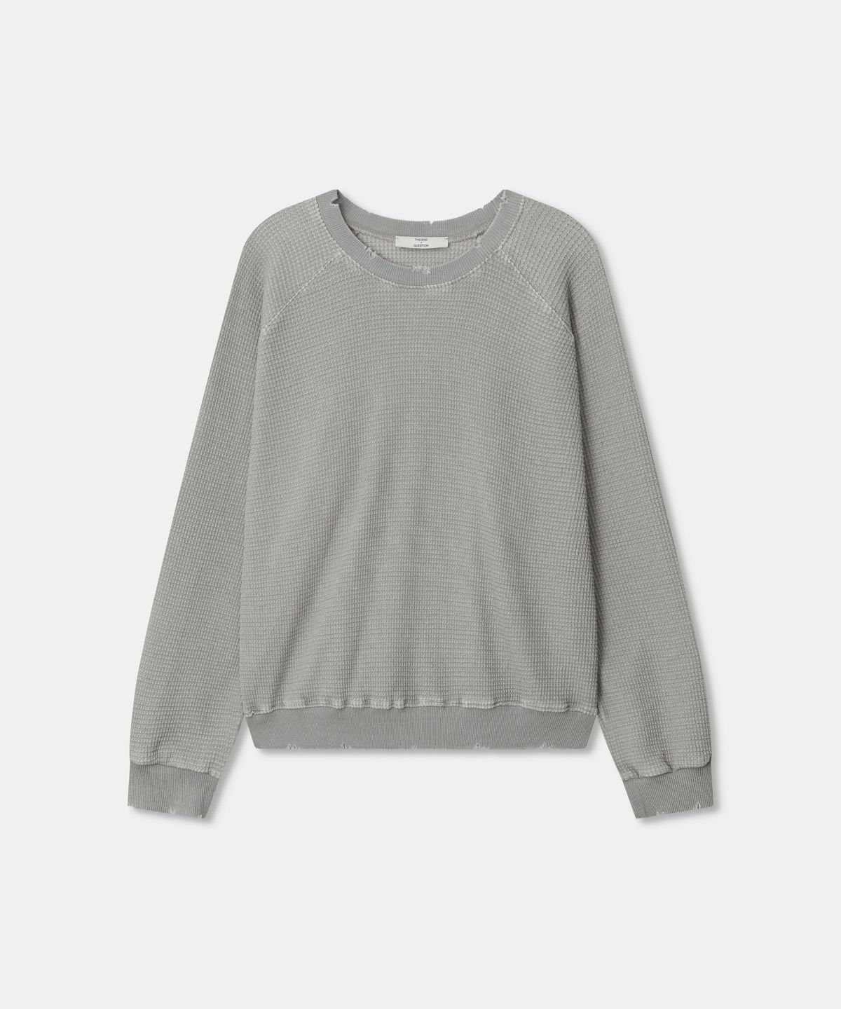 디앤드퀘스천(THEENDQUESTION) Waffle damage t-shirt / LIGHT KHAKI