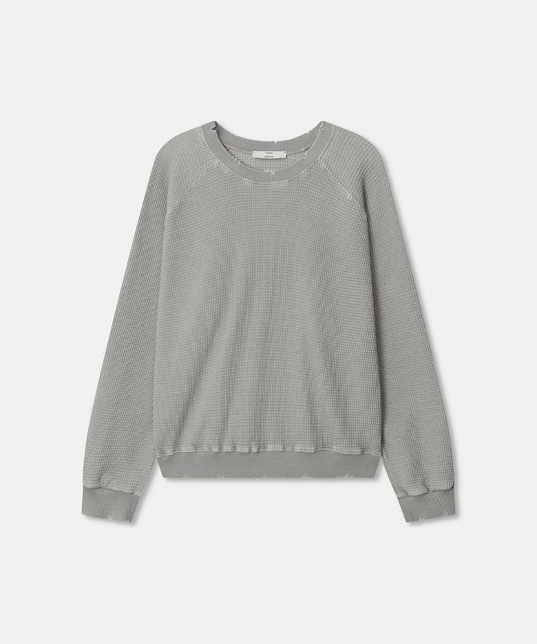 Waffle damage t-shirt / LIGHT KHAKI