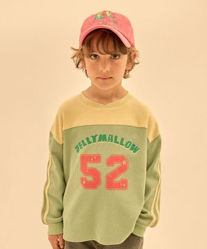 넘버 와플 롱 슬리브 티셔츠_라이트카키