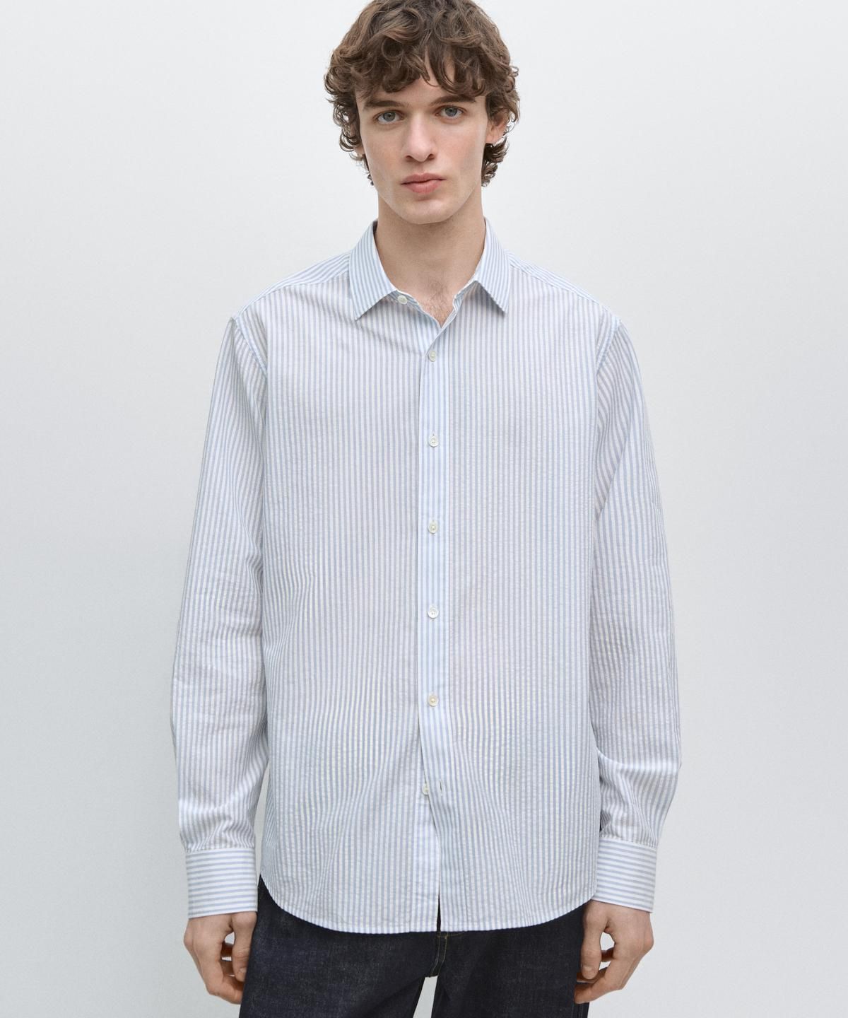 마시모두띠(MASSIMO DUTTI) 100% 코튼 스트라이프 셔츠