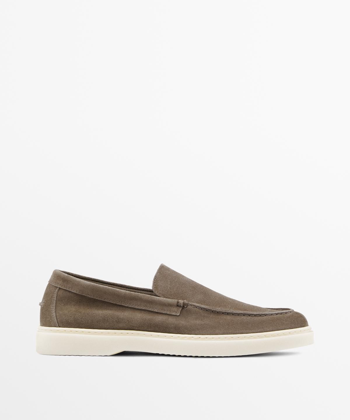 마시모두띠(MASSIMO DUTTI) 스플리트 스웨이드 발등 스티치 레더 로퍼
