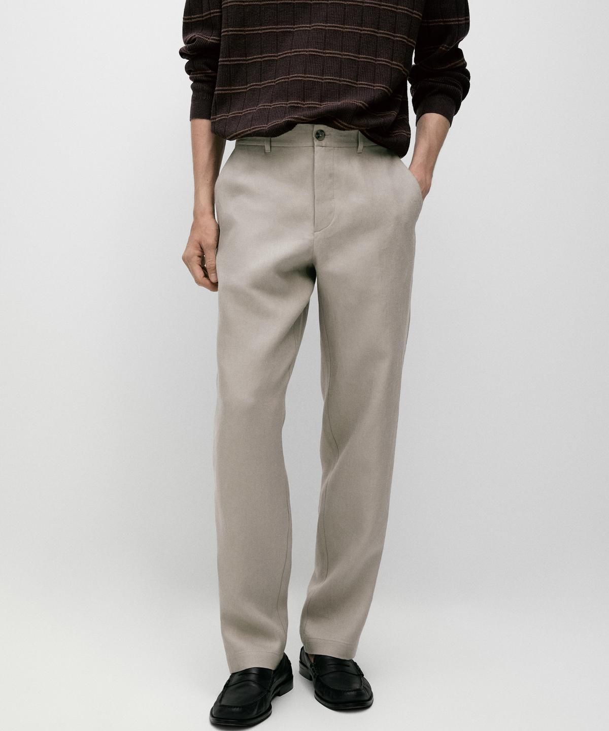 마시모두띠(MASSIMO DUTTI) 테이퍼드핏 린넨 팬츠