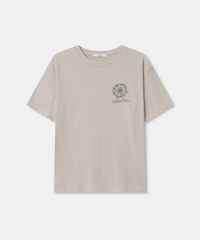 Big wheel print t-shirt / BEIGE