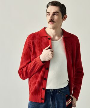 (M) 페리사 울 헤링본 폴로 가디건 2color