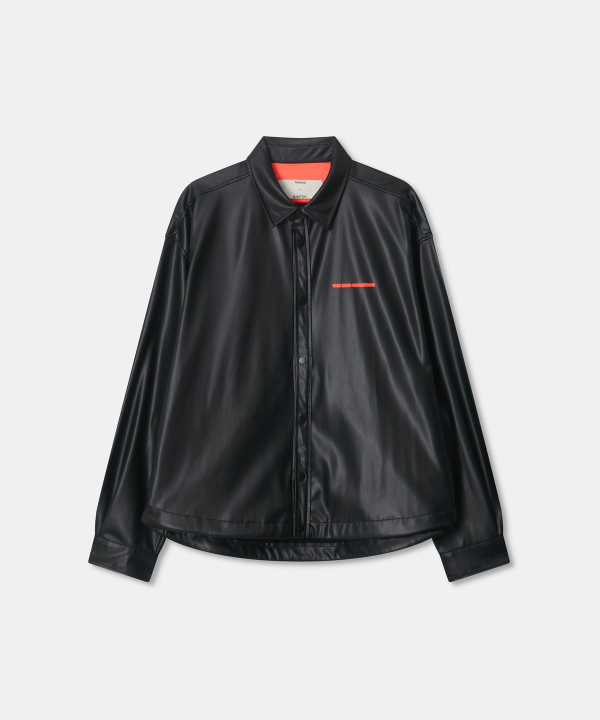 디앤드퀘스천(THEENDQUESTION) Leather snap jumper / BLACK