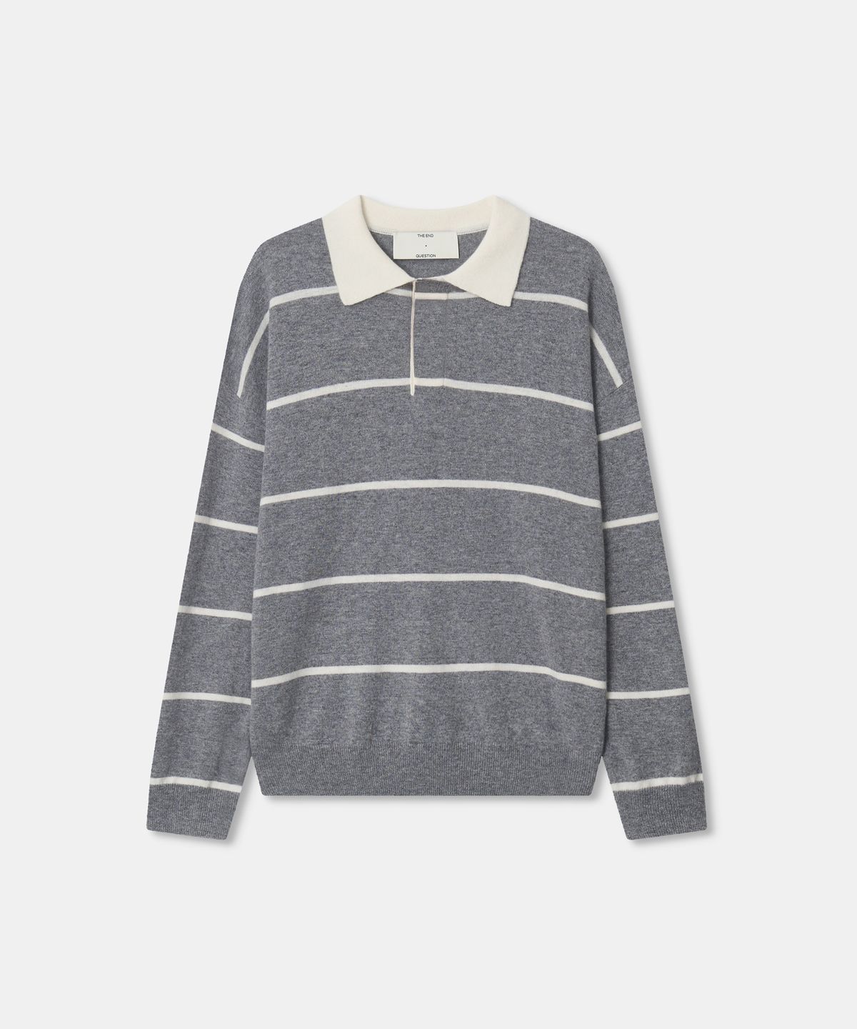 디앤드퀘스천(THEENDQUESTION) Stripe collar knit top / GRAY