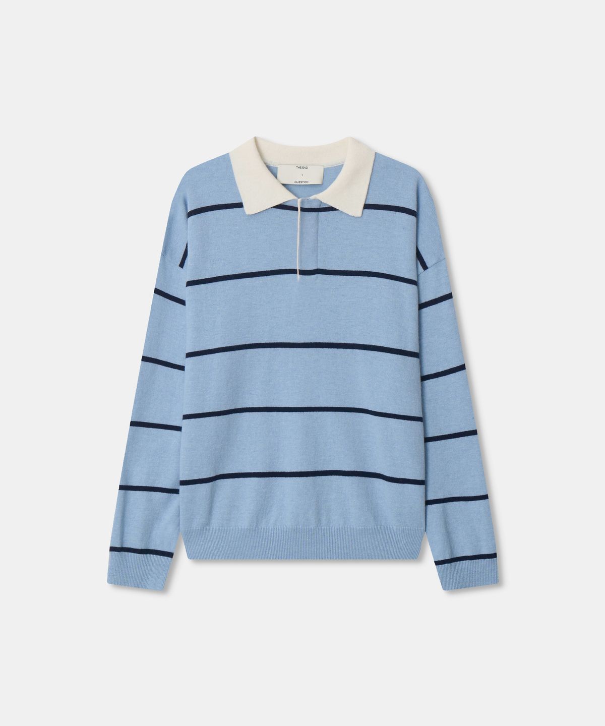 디앤드퀘스천(THEENDQUESTION) Stripe collar knit top / LIGHT BLUE