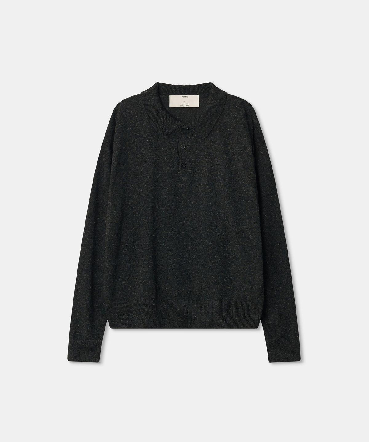 디앤드퀘스천(THEENDQUESTION) Wool linen collar knit top / BLACK