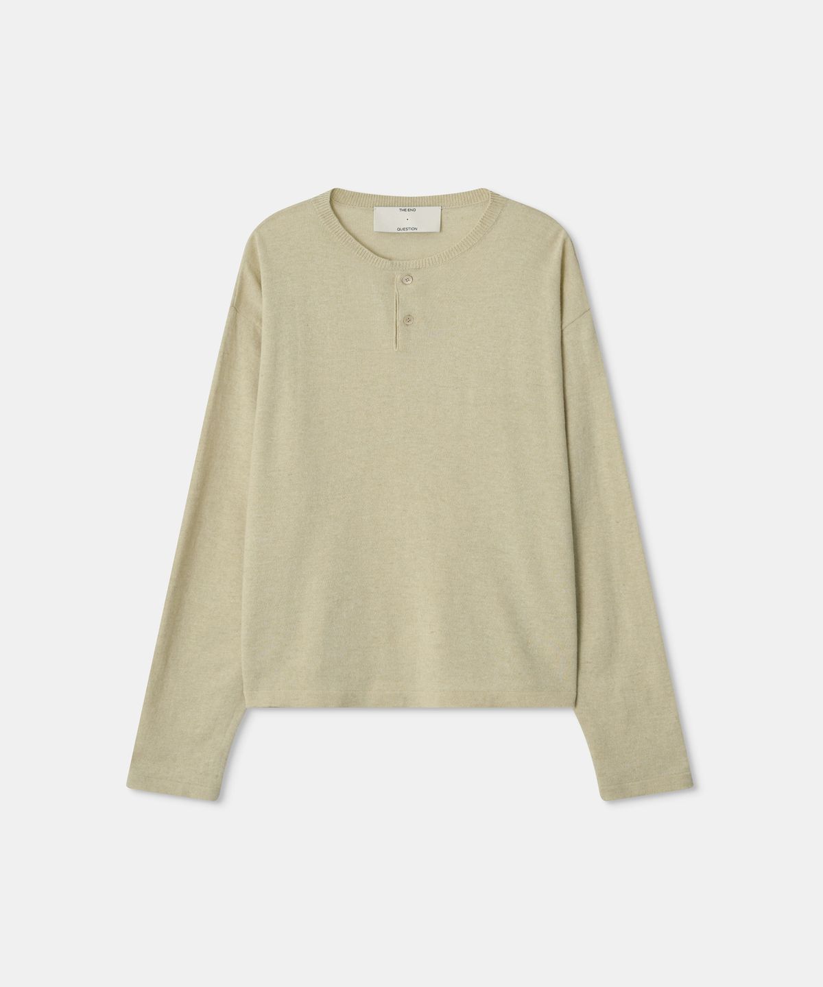 디앤드퀘스천(THEENDQUESTION) Wool linen henley neck knit top / LIGHT GREEN