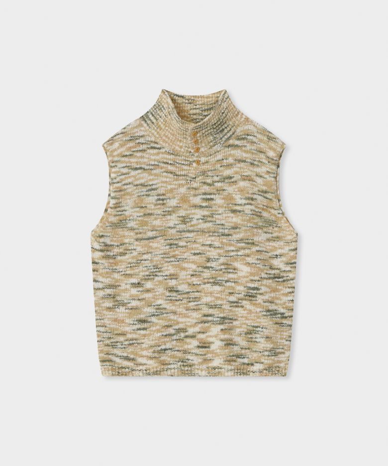 Wool boucle vest / GREEN