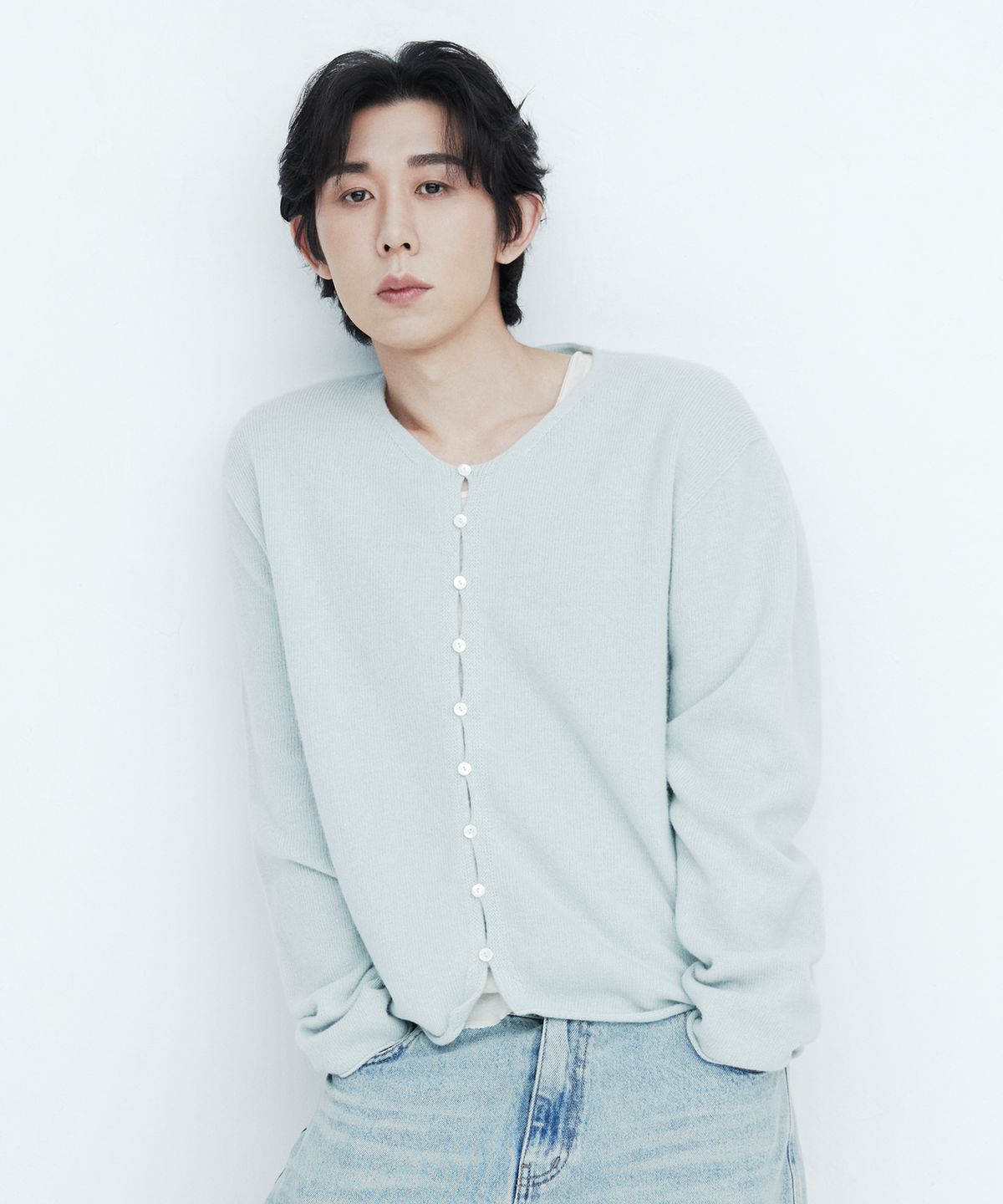 디앤드퀘스천(THEENDQUESTION) Wholegarment Button Cardigan / LIGHT BLUE