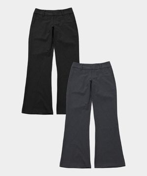 클래식 라인 로우라이즈 스트라이프 부츠컷 슬랙스 팬츠_2COLOR