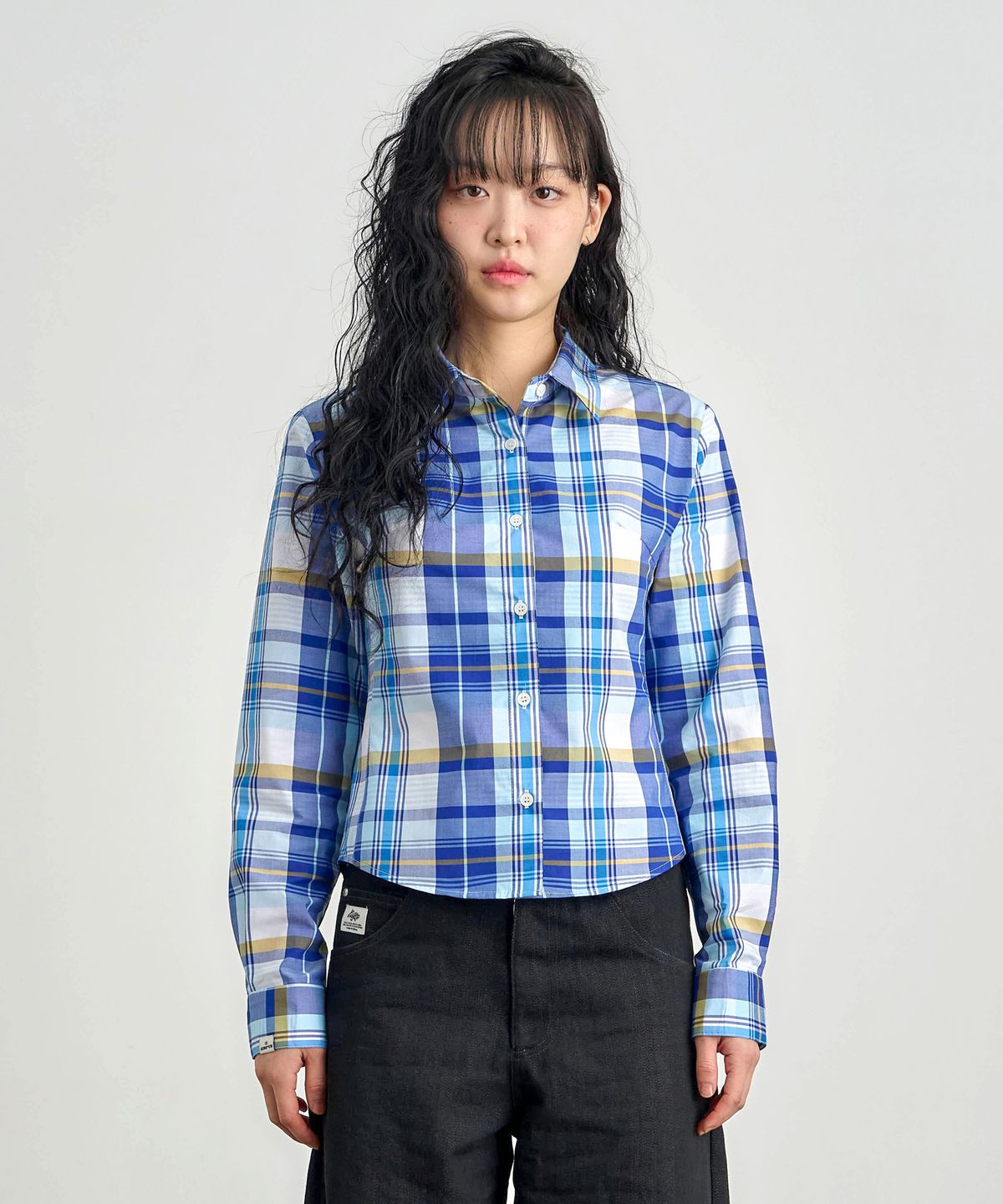 키지코(KIJIKO) ke205-Slim Fit Check Shirt Blue