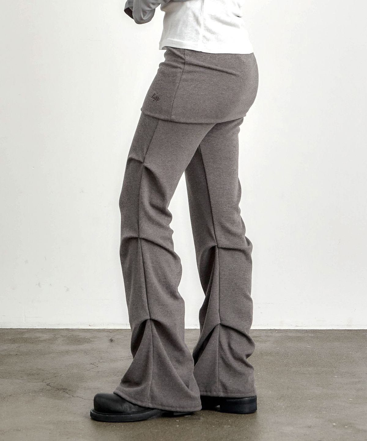 키지코(KIJIKO) ke609-Shirring Skirt Leggings Ash Brown