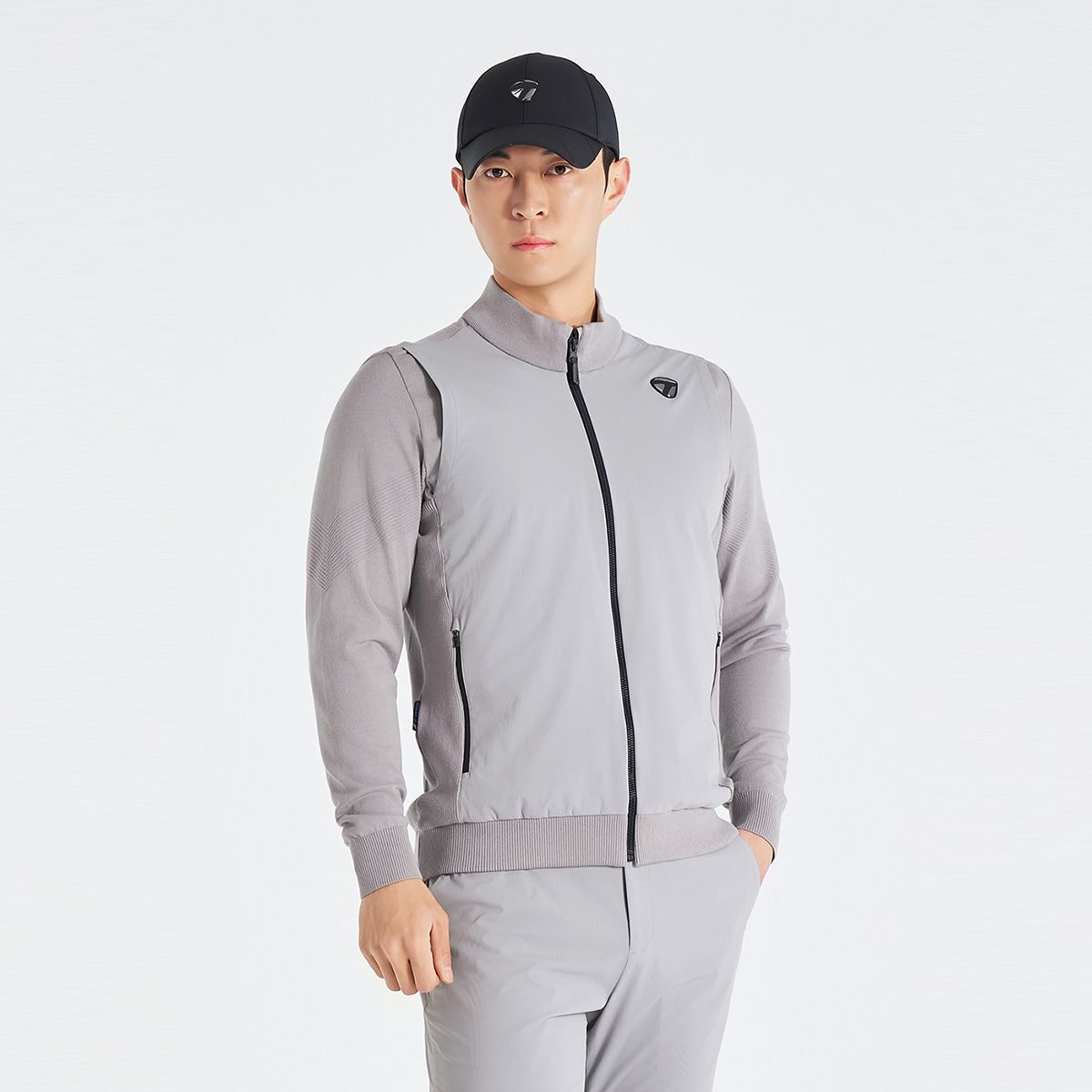 테일러메이드 어패럴(TAYLORMADE APPAREL) 26SS 남성 우븐 하이브리드 집업 니트 가디건 TS6-11HG21-190