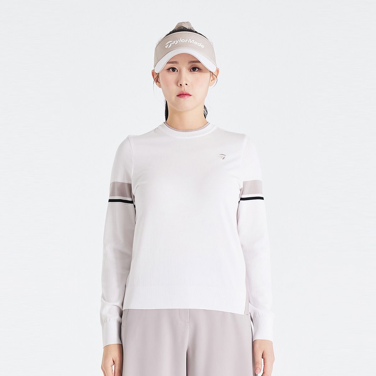 테일러메이드 어패럴(TAYLORMADE APPAREL) 26SS 여성 배색 포인트 니트 TS6-52HG22-100