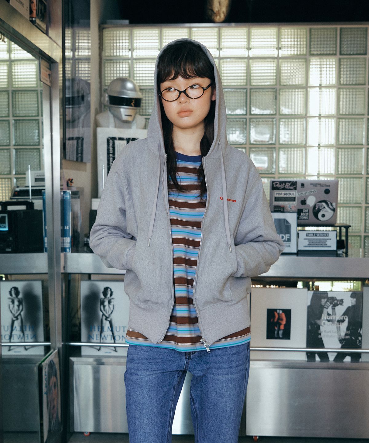 그린버터(GREENBUTTER) Solid Core Zip Hoodie (Melange)
