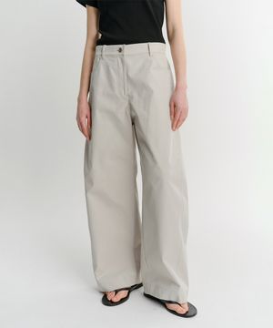 LIV BARREL COTTON PANTS (ASH BEIGE)