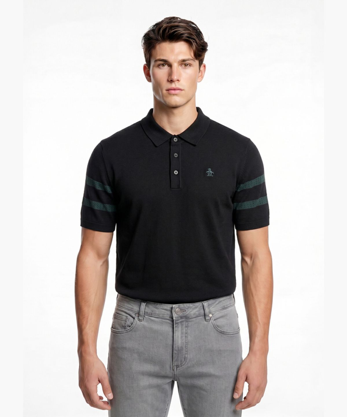 먼싱웨어(MUNSINGWEAR) 남성 썸머 반팔 스웨터 블랙 MR221MSW41