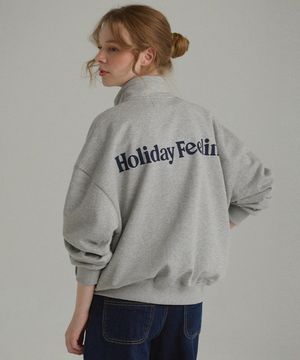 홀리데이 타이포 집업_melangray