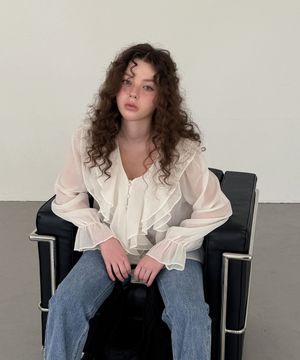 포어 프릴 보헤미안 긴팔 블라우스