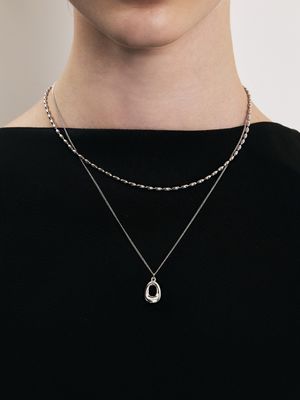 oval pendant layered set necklace