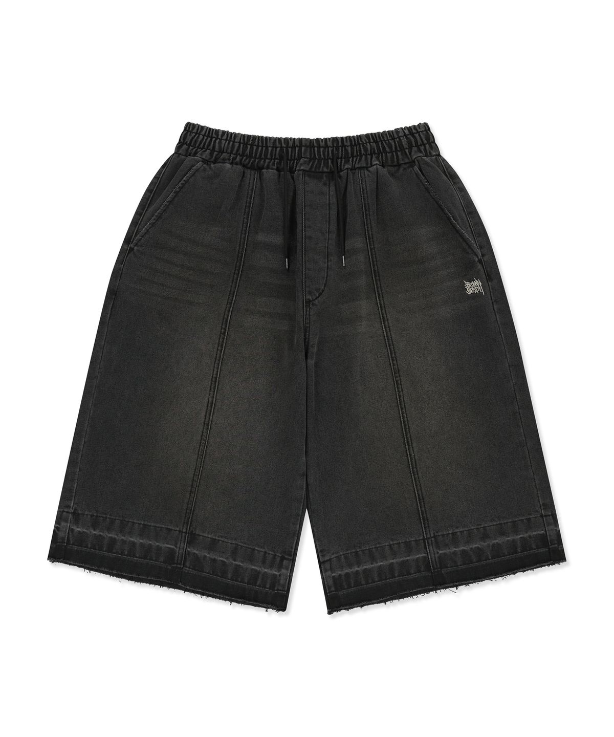브라운브레스(BROWNBREATH) WASHED BANDING BERMUDA PANTS - BLACK