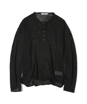 컷 오프 헨리 넥 니트 블랙