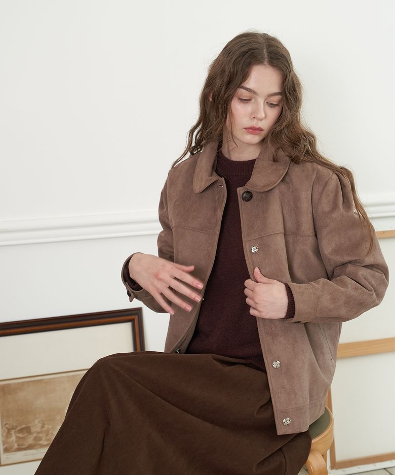 PINTUCK SOFT SUEDE JACKET_BR
