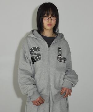 SLGW 패치 투웨이 후드 집업[그레이]