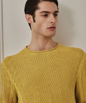 (M) 아비스 린넨 아란 케이블 크루넥 3color