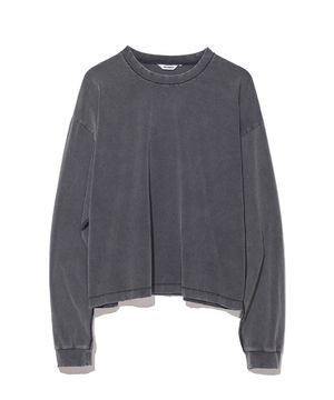 VTG 워시드 크롭 롱 슬리브 차콜