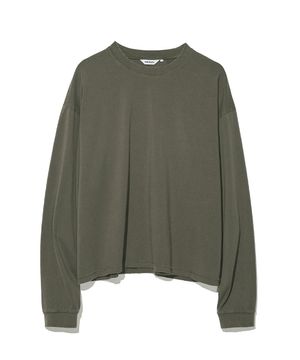 VTG 워시드 크롭 롱 슬리브 카키