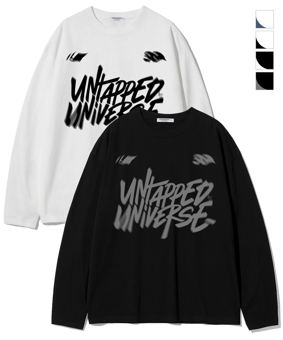 언탭트 스튜디오(UNTAPPED STUDIO) 96 유니버스 블러 오버핏 긴팔 티셔츠 4COLOR