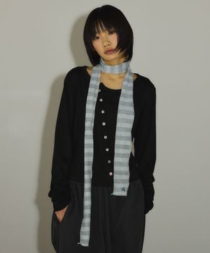 슬림 스트라이프 롱 스카프[스카이블루]